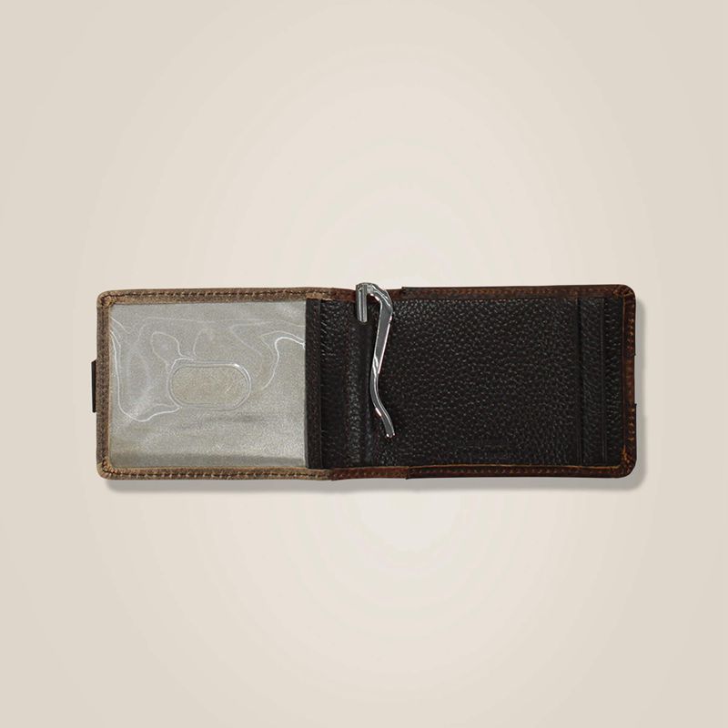 Medium Brown Ariat Bifold Wallet Shaft Stich | 87UXEZGTS