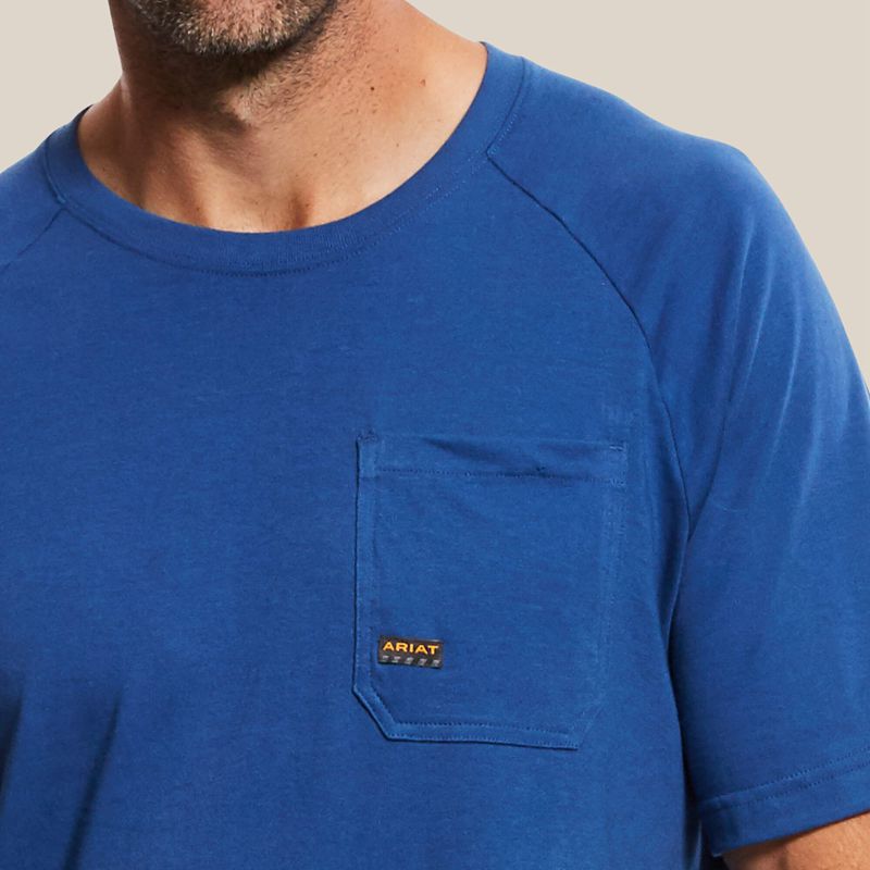 Metal Blue Ariat Rebar Cotton Strong T-Shirt | 37GDMSJTC