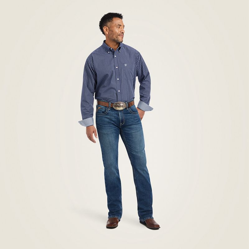 Midnight Sail Ariat Wrinkle Free Immanuel Classic Fit Shirt | 42ZNOJFYR