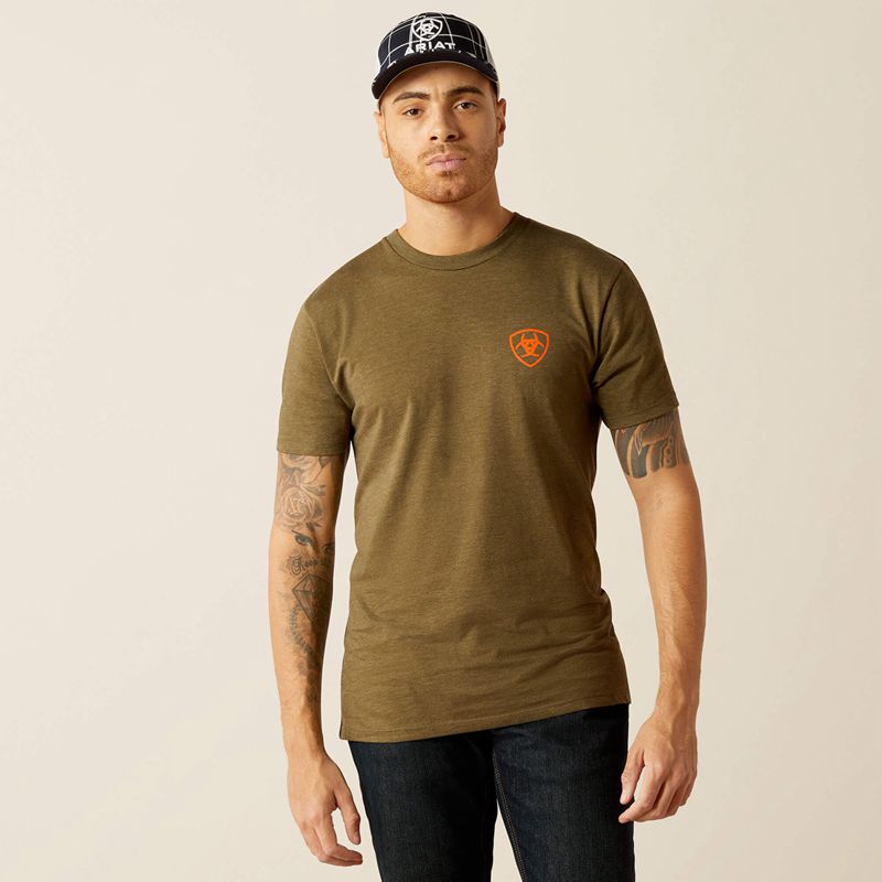 Military Heather Ariat Grain Flag T-Shirt | 14EKHFDAG