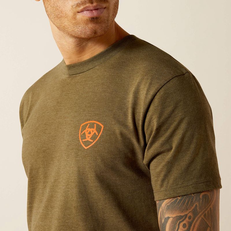 Military Heather Ariat Grain Flag T-Shirt | 14EKHFDAG