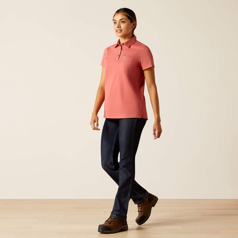 Mineral Red Ariat Rebar Foreman Polo | 04GHZOVYN