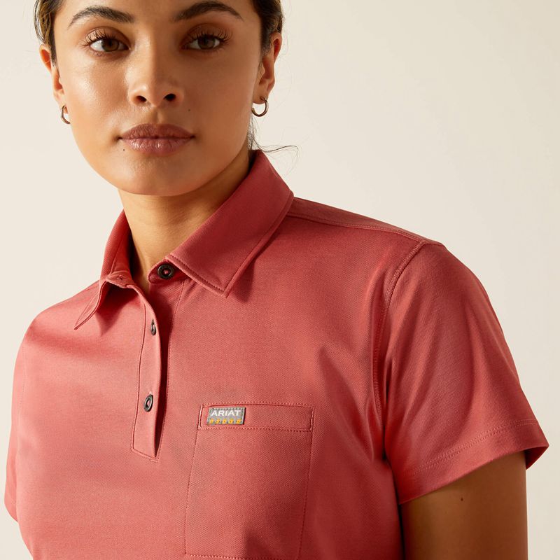 Mineral Red Ariat Rebar Foreman Polo | 04GHZOVYN