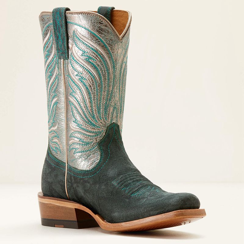 Mint Elephant Print/Pewter Shine Ariat Futurity Dash Western Boot | 64FTKDHRI