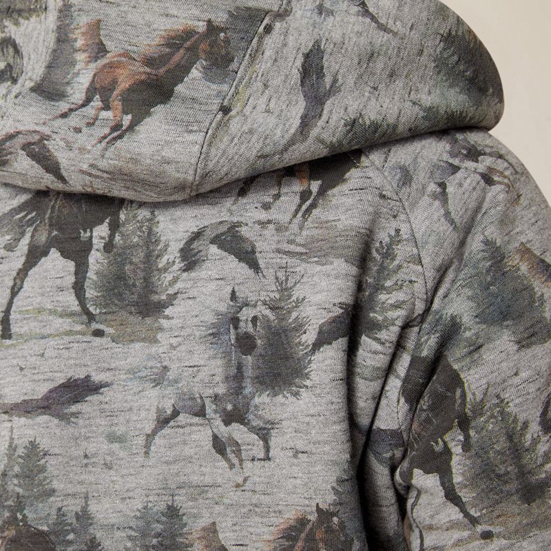 Misty Horse Print Ariat Real Sherpa Full Zip Hoodie | 49WGYDEMB