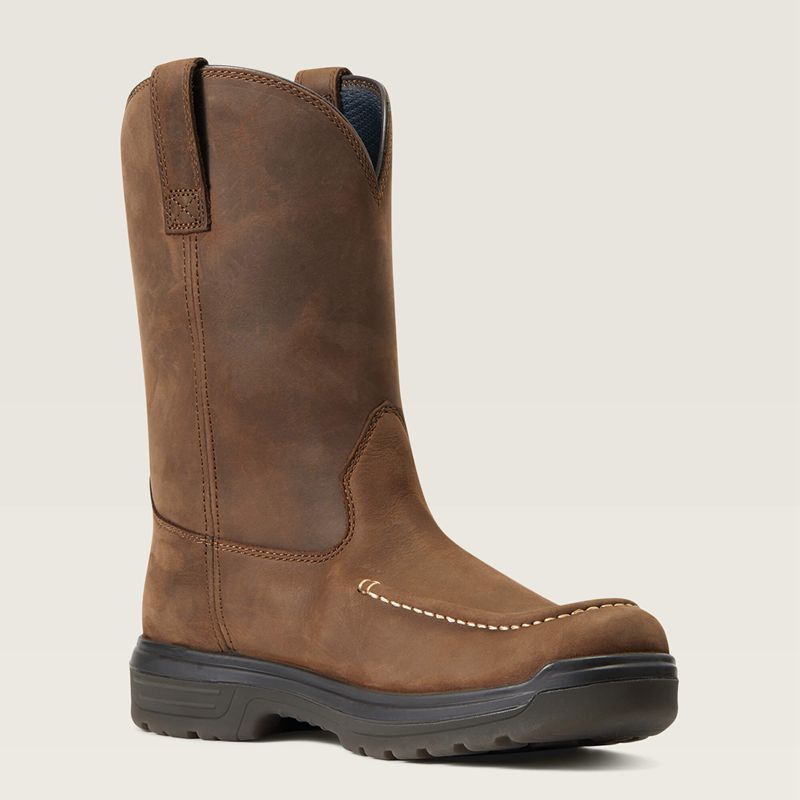 Mocha Ariat Turbo Moc Toe Waterproof Work Boot | 16LXWERIF