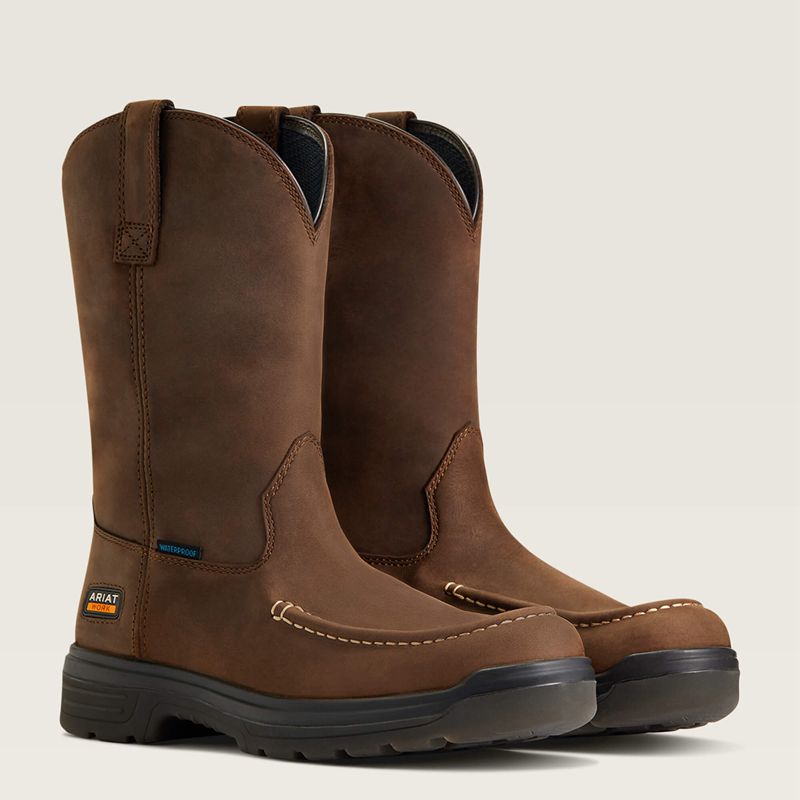 Mocha Ariat Turbo Moc Toe Waterproof Work Boot | 16LXWERIF