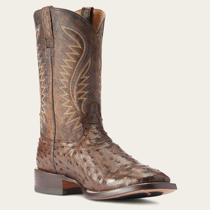 Mocha Full Quill Ostrich Ariat Gallup Western Boot | 81CKATPFJ