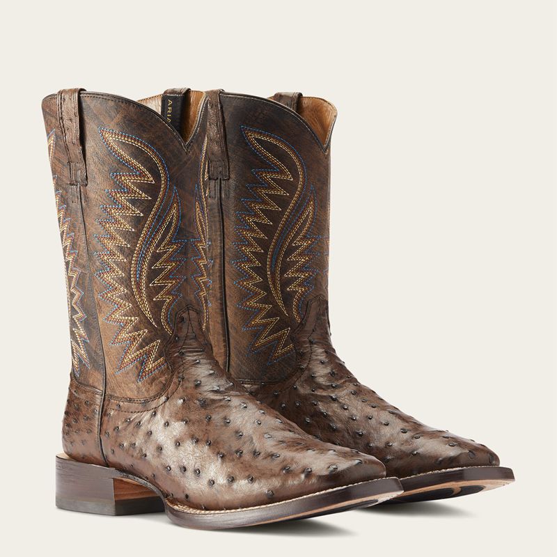 Mocha Full Quill Ostrich Ariat Gallup Western Boot | 81CKATPFJ