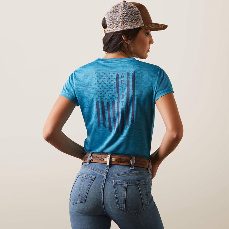 Mosaic Blue Ariat Laguna Patriot T-Shirt | 80PXTQEHV