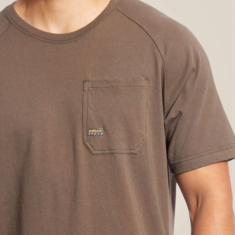 Moss Ariat Rebar Cotton Strong T-Shirt | 95JXREOZU