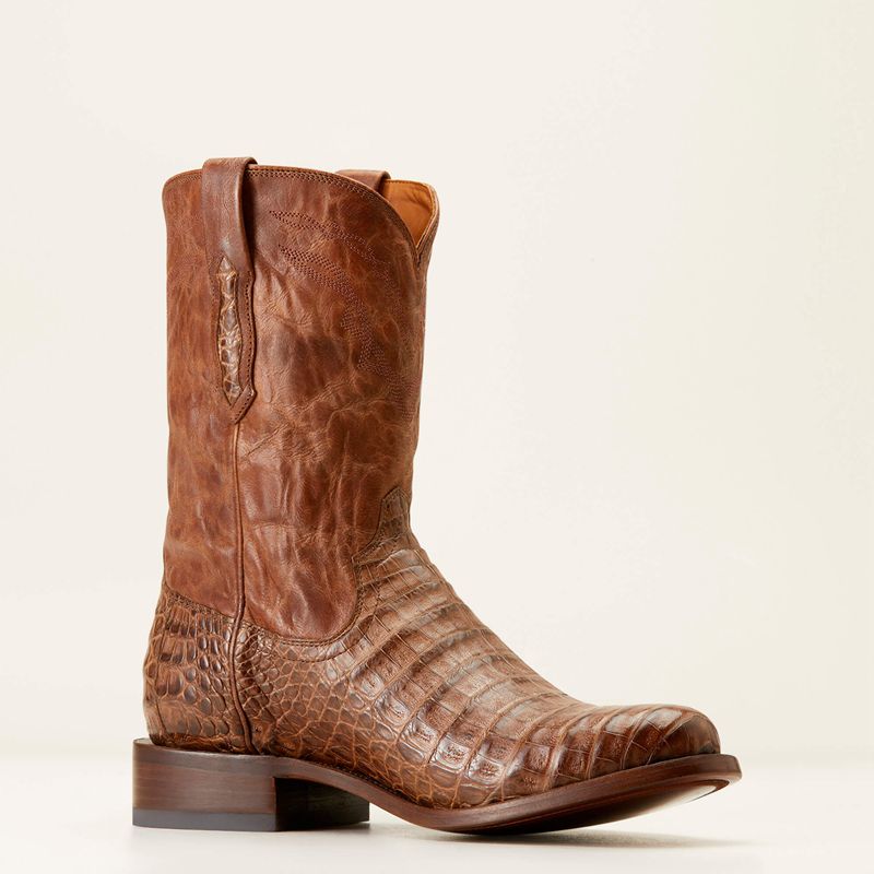 Natural Caiman Belly Ariat Bench Made Clanton Western Boot | 26XTOFDNS