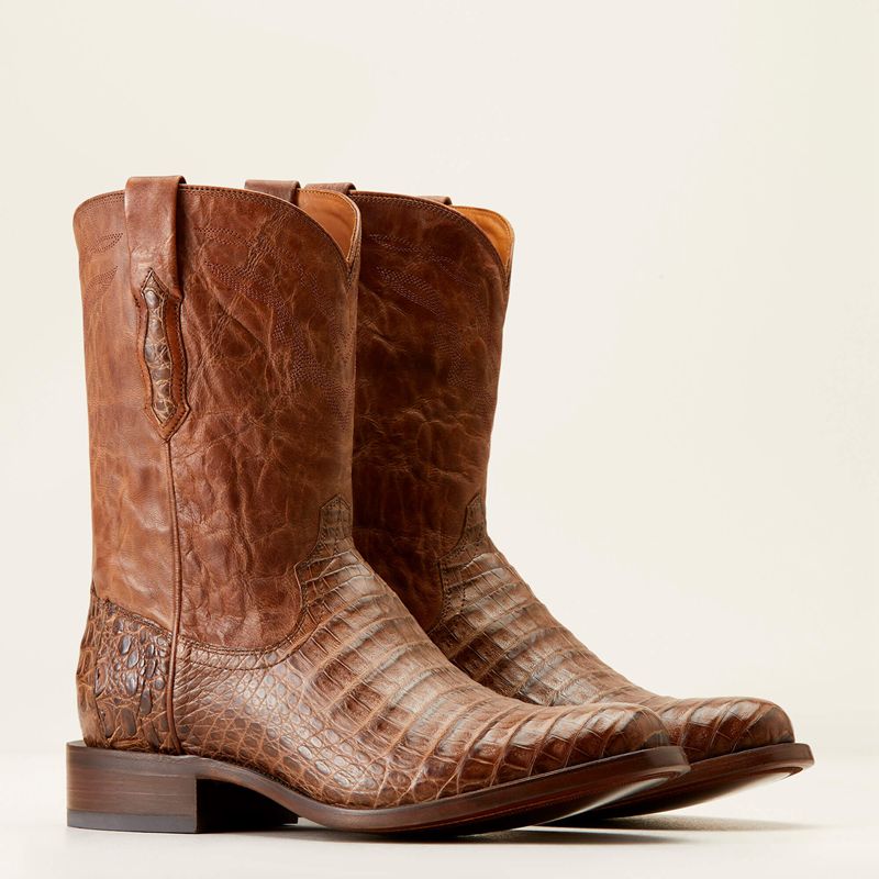 Natural Caiman Belly Ariat Bench Made Clanton Western Boot | 26XTOFDNS