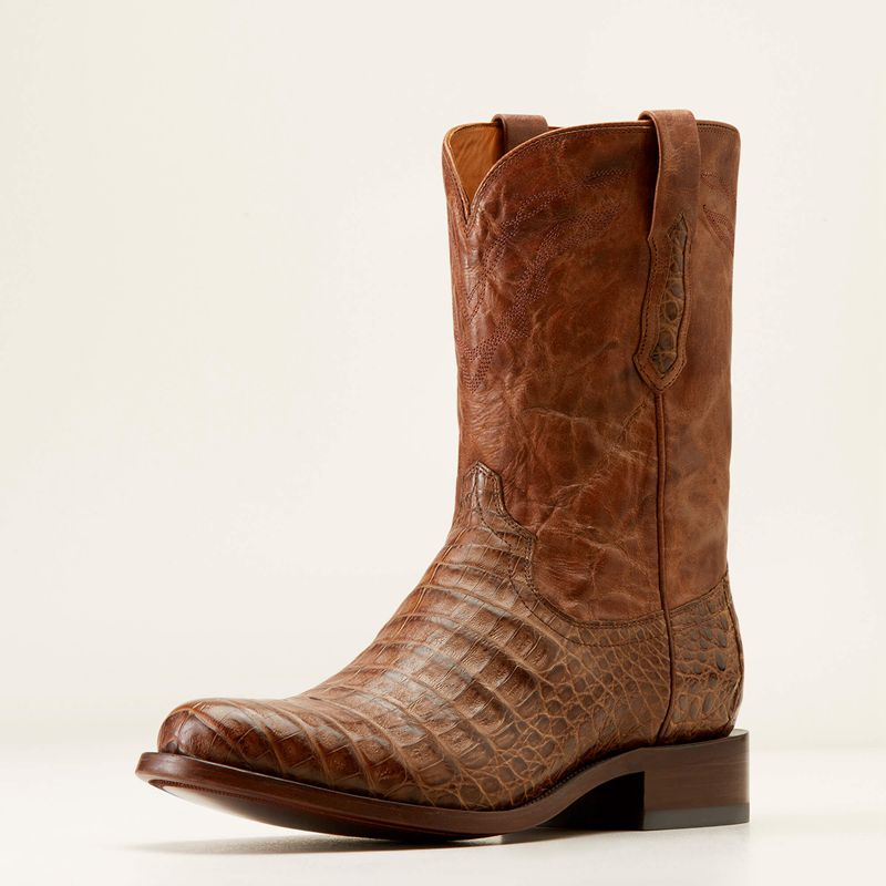 Natural Caiman Belly Ariat Bench Made Clanton Western Boot | 26XTOFDNS