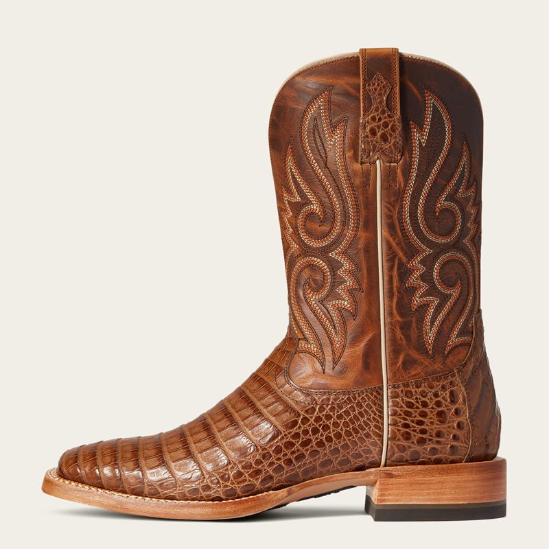 Natural Caiman Belly Ariat Relentless Denton Western Boot | 05NUDETAC