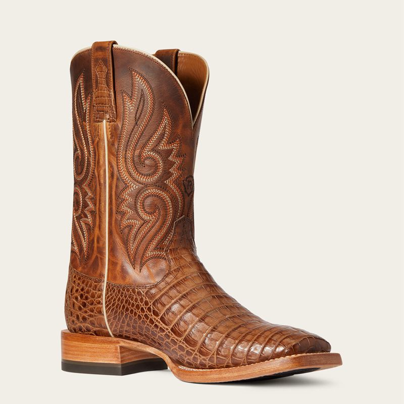 Natural Caiman Belly Ariat Relentless Denton Western Boot | 05NUDETAC