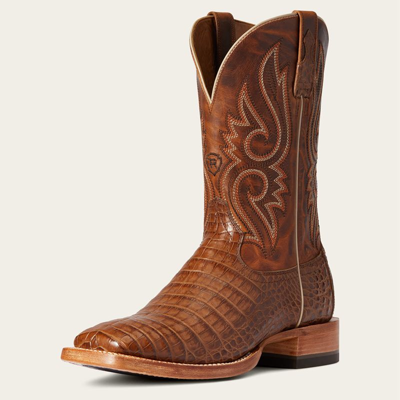 Natural Caiman Belly Ariat Relentless Denton Western Boot | 05NUDETAC