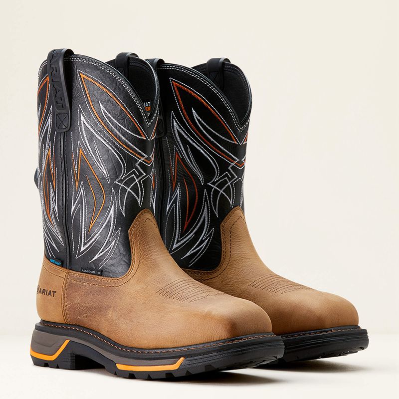 Natural Tan/Black Ariat Big Rig Boa Waterproof Composite Toe Work Boot | 29ZGYNPDK