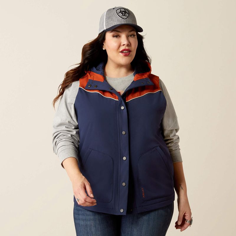 Navy/Picante Ariat Pioneer Stretchshell Vest | 31ZEPJVMF