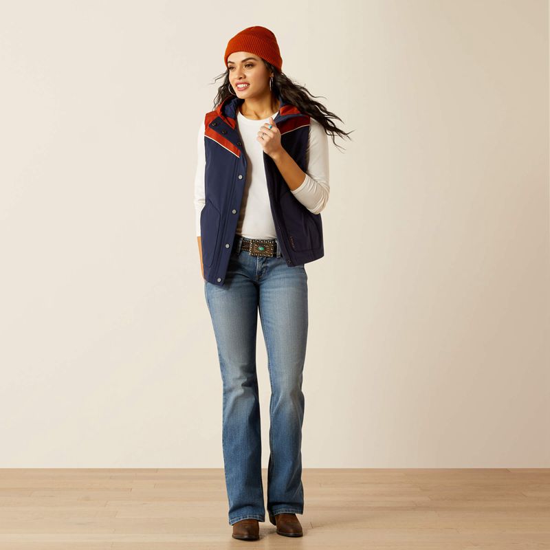 Navy/Picante Ariat Pioneer Stretchshell Vest | 31ZEPJVMF