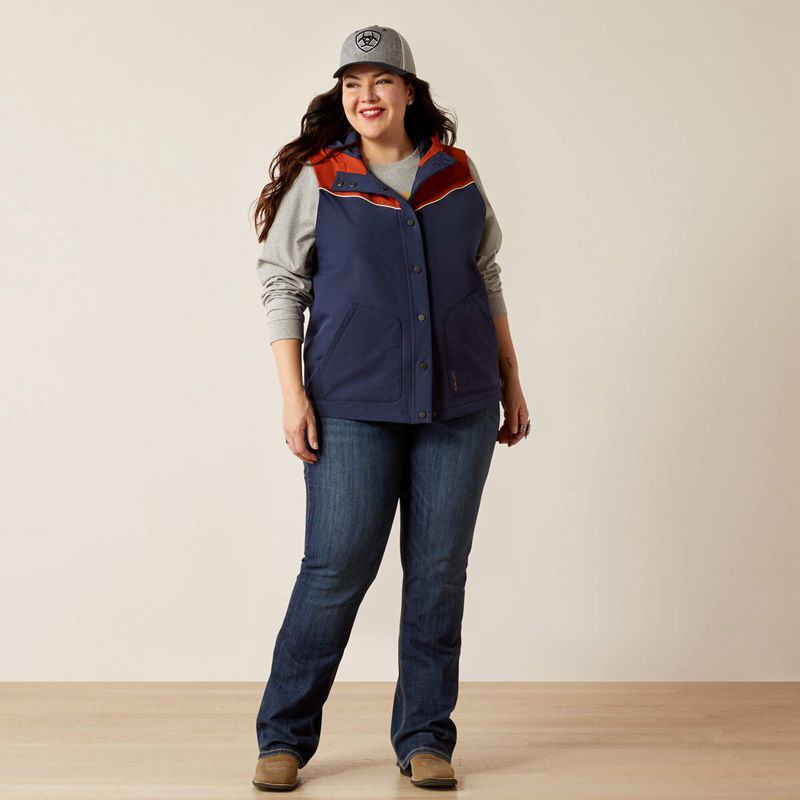 Navy/Picante Ariat Pioneer Stretchshell Vest | 31ZEPJVMF