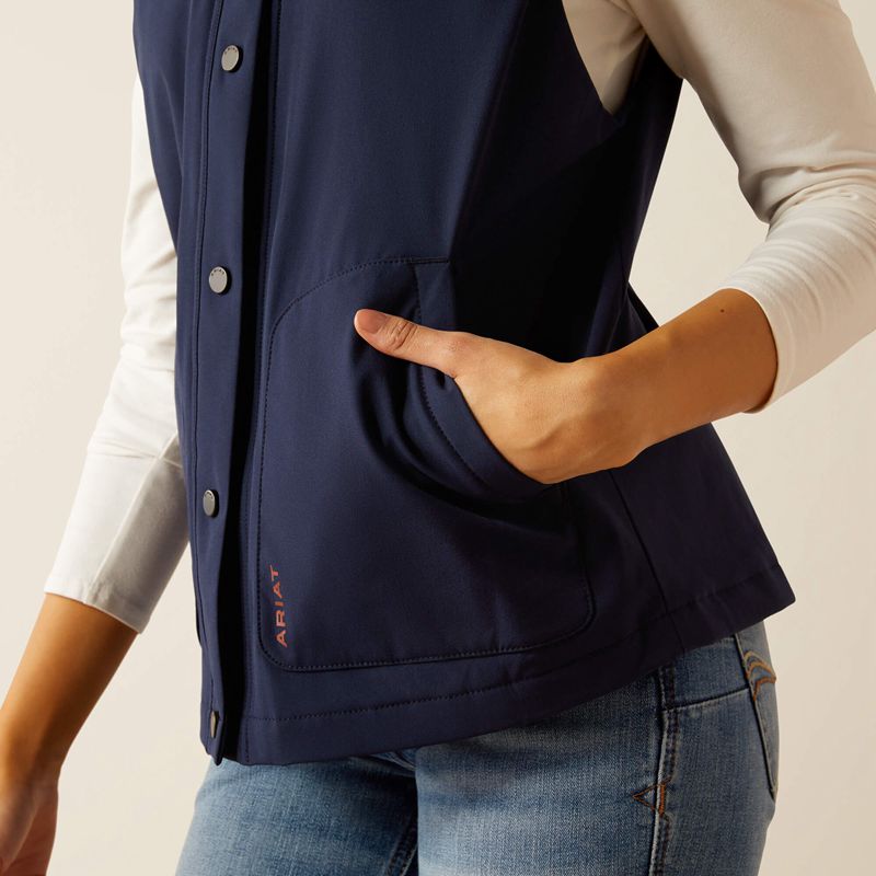 Navy/Picante Ariat Pioneer Stretchshell Vest | 31ZEPJVMF