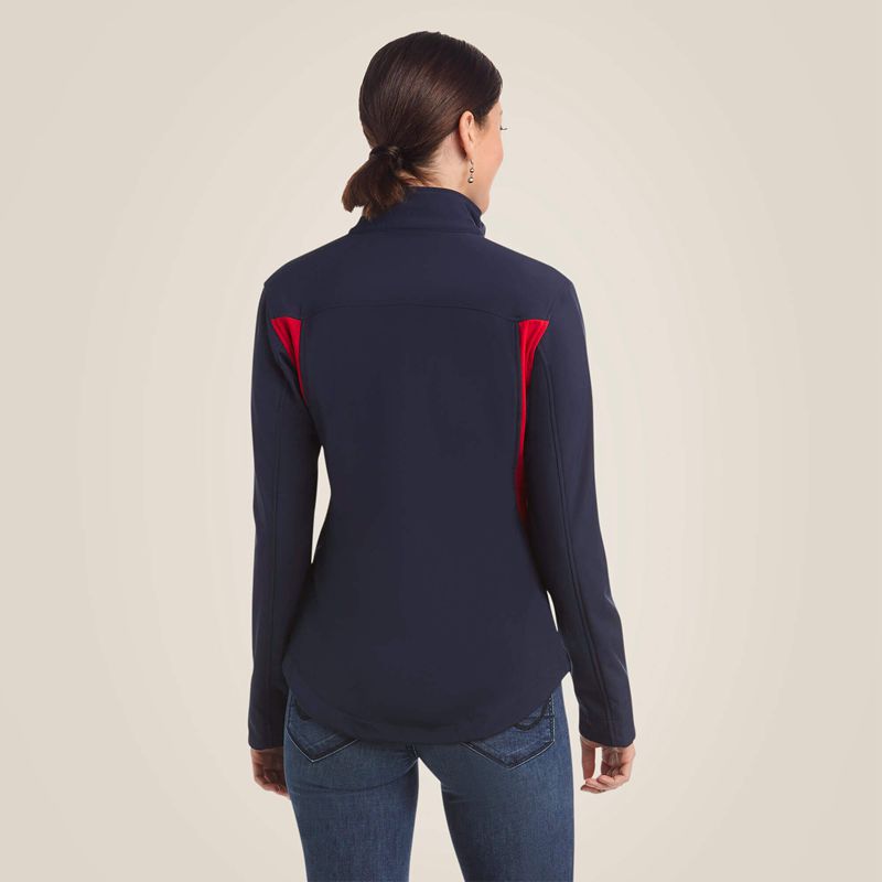 Navy/Red Ariat New Team Softshell Jacket | 96DUGRMVB