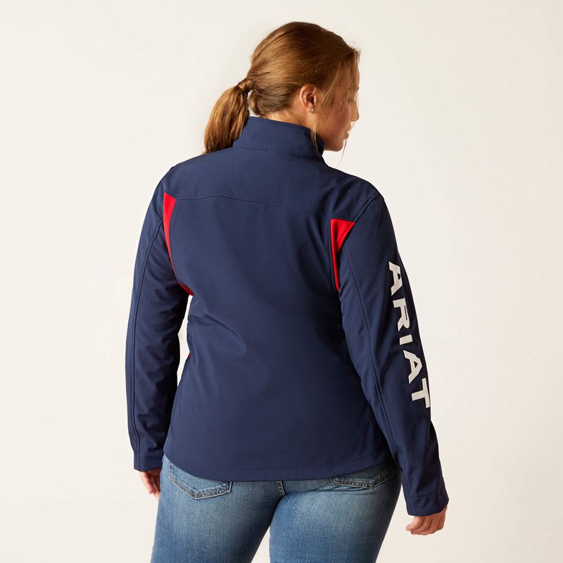 Navy/Red Ariat New Team Softshell Jacket | 96DUGRMVB