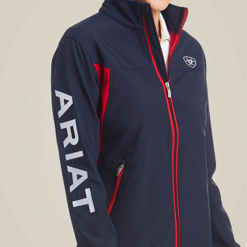 Navy/Red Ariat New Team Softshell Jacket | 96DUGRMVB