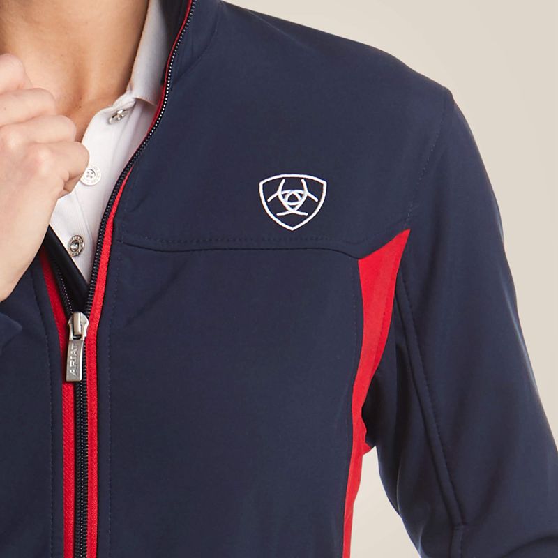 Navy/Red Ariat New Team Softshell Jacket | 96DUGRMVB