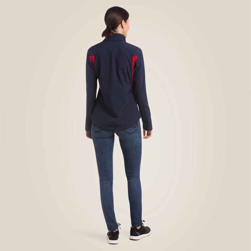 Navy/Red Ariat New Team Softshell Jacket | 96DUGRMVB