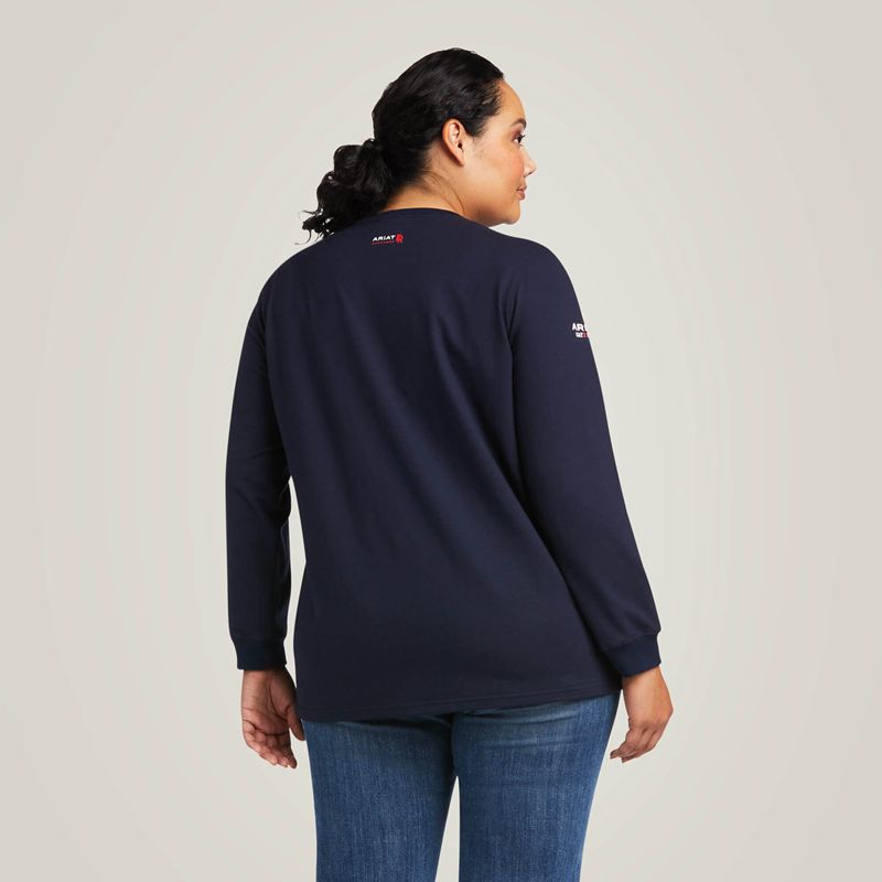 Navy/Usa Ariat Fr Stretch Logo T-Shirt | 24JWMLYUD