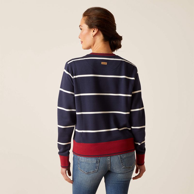 Navy/White Ariat Tedstock Sweatshirt | 37MSWKLGB