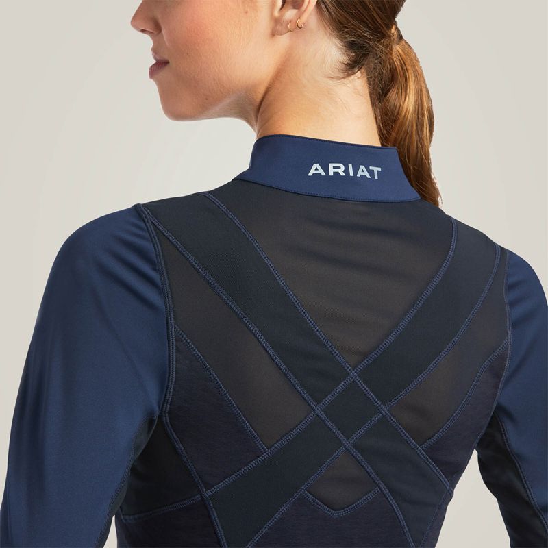 Navy Ariat Ascent 1/4 Zip Baselayer | 76LNMVPJH