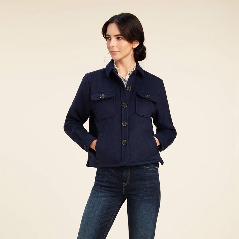 Navy Ariat Ashford Shirt Jacket | 69KSRLMWD