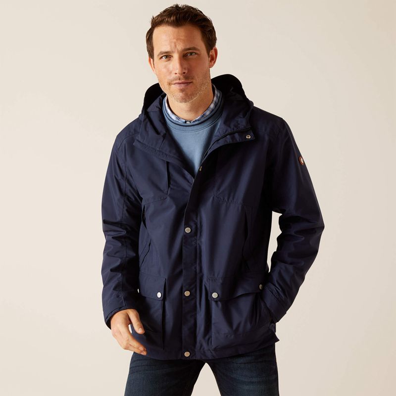 Navy Ariat Atherton Waterproof Jacket | 19YLOBDCQ