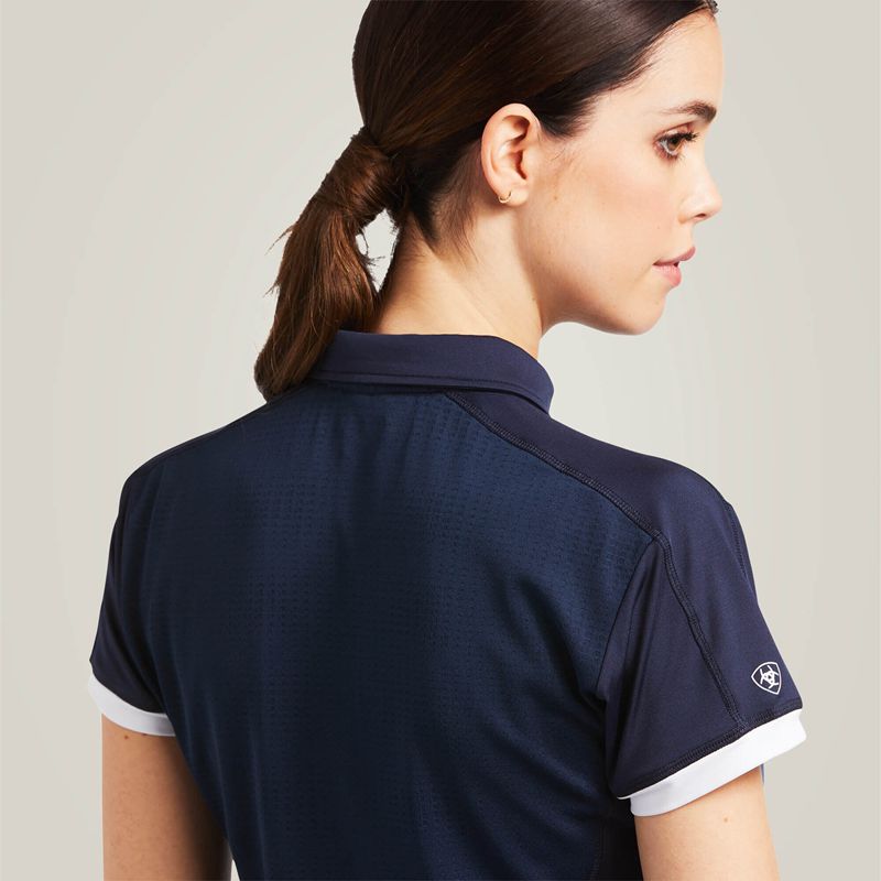 Navy Ariat Bandera 1/4 Zip Polo | 09HOZPVCQ