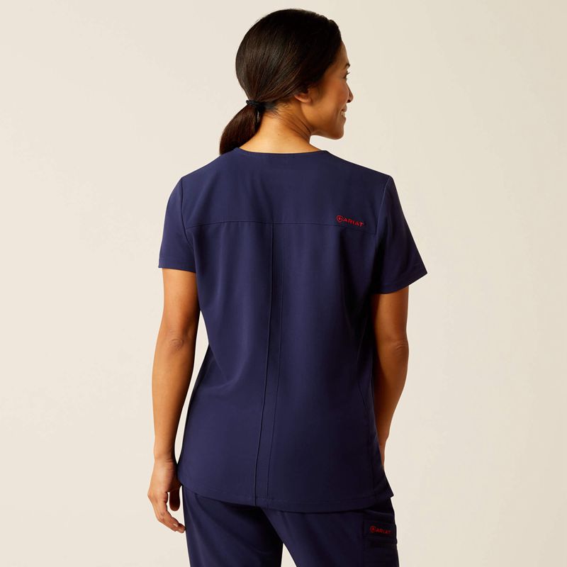 Navy Ariat Clara 6 Pocket Scrub Top | 69NBGHWIZ