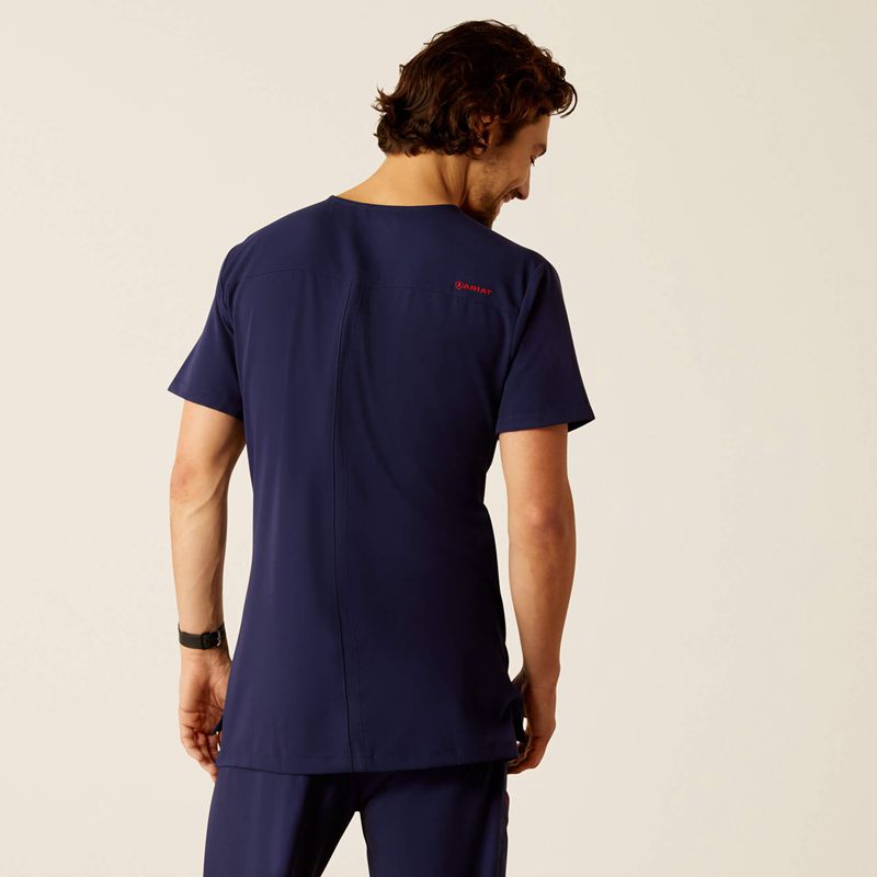 Navy Ariat Derham 6 Pocket Scrub Top | 87ETDUSKF