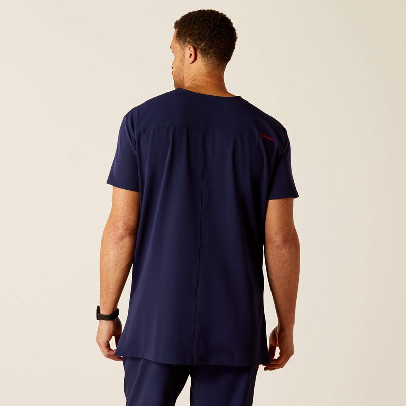 Navy Ariat Derham 6 Pocket Scrub Top | 87ETDUSKF