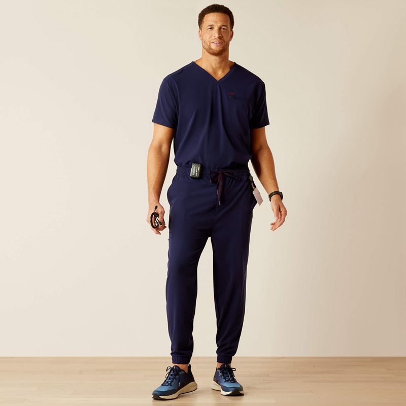 Navy Ariat Drew Cargo Stretch Jogger Scrub Pant | 47AEIBHQY