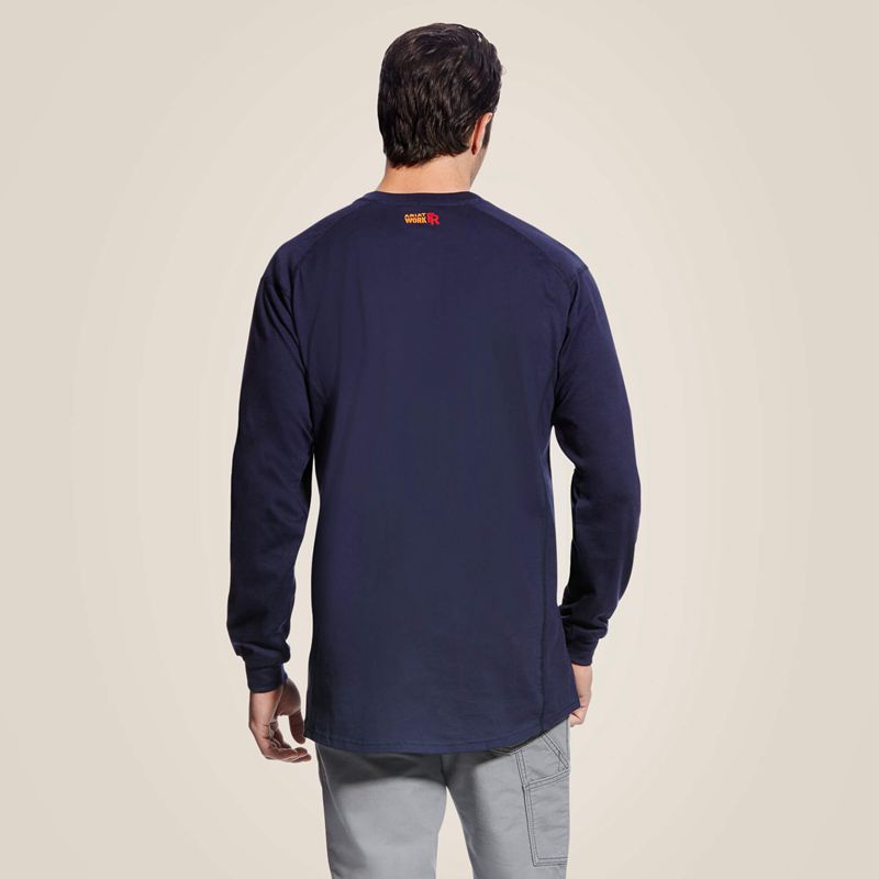 Navy Ariat Fr Air Crew T-Shirt | 67QUIPYNT