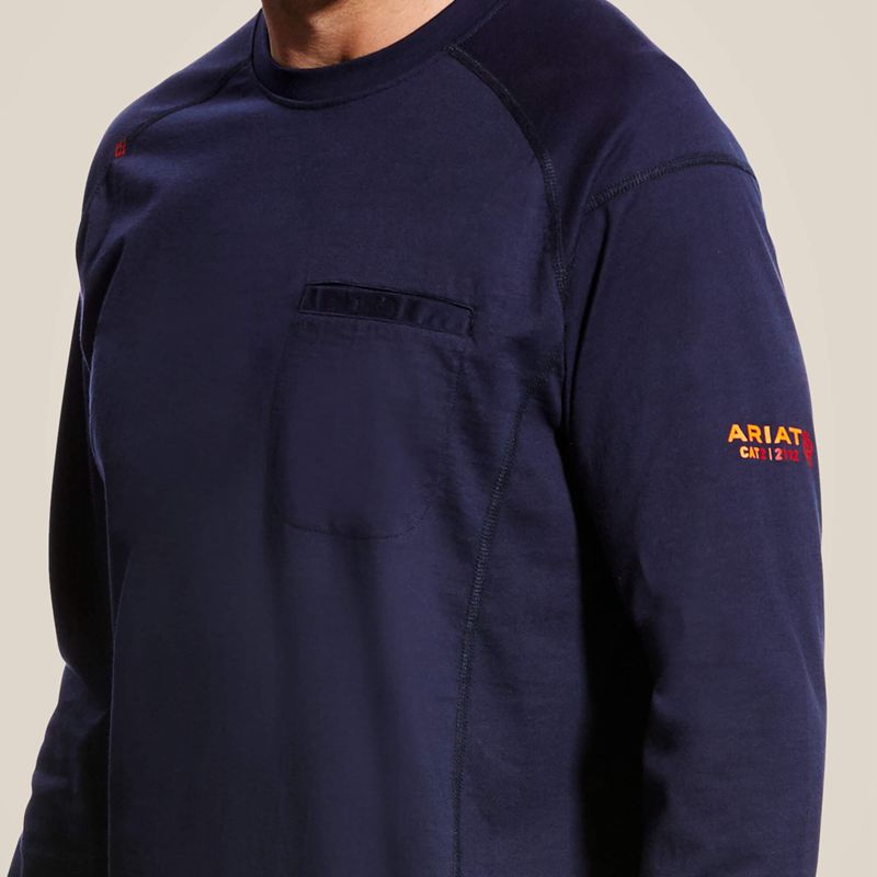 Navy Ariat Fr Air Crew T-Shirt | 67QUIPYNT