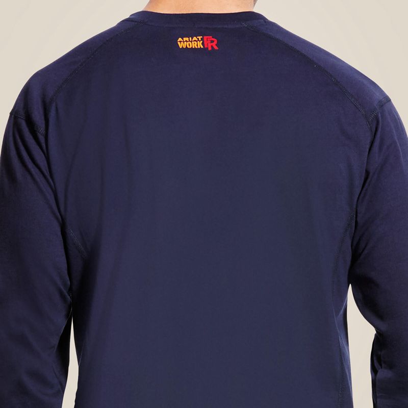 Navy Ariat Fr Air Crew T-Shirt | 67QUIPYNT