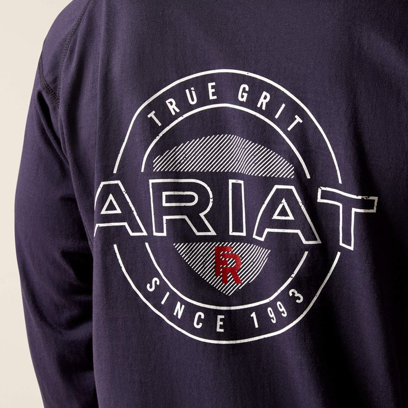 Navy Ariat Fr Air True Grit T-Shirt | 30MVOJRFE