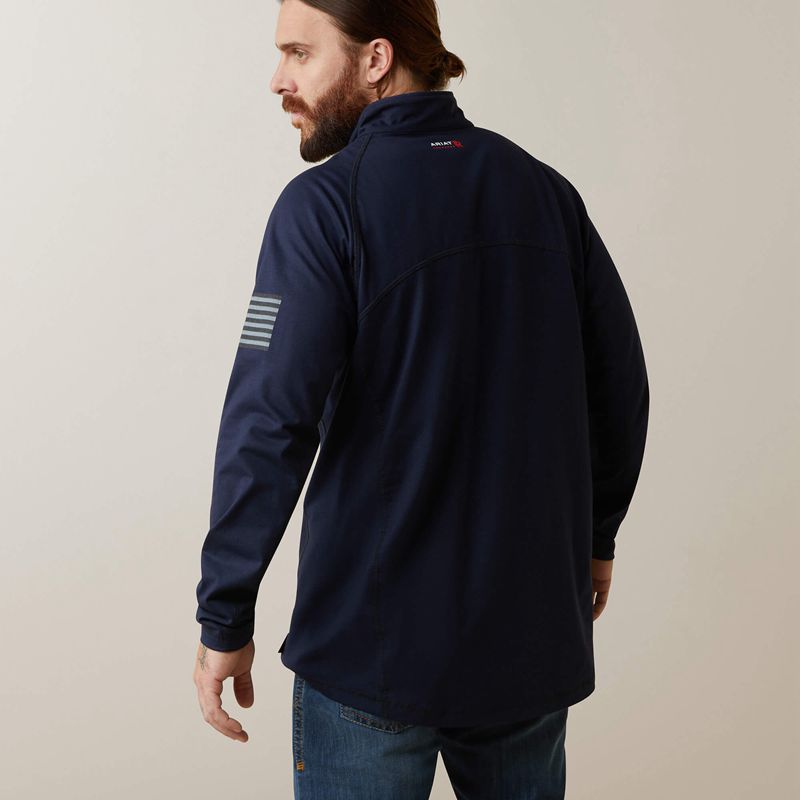 Navy Ariat Fr Combat Stretch Patriot 1/4 Zip Work Shirt | 97RZXTKYF