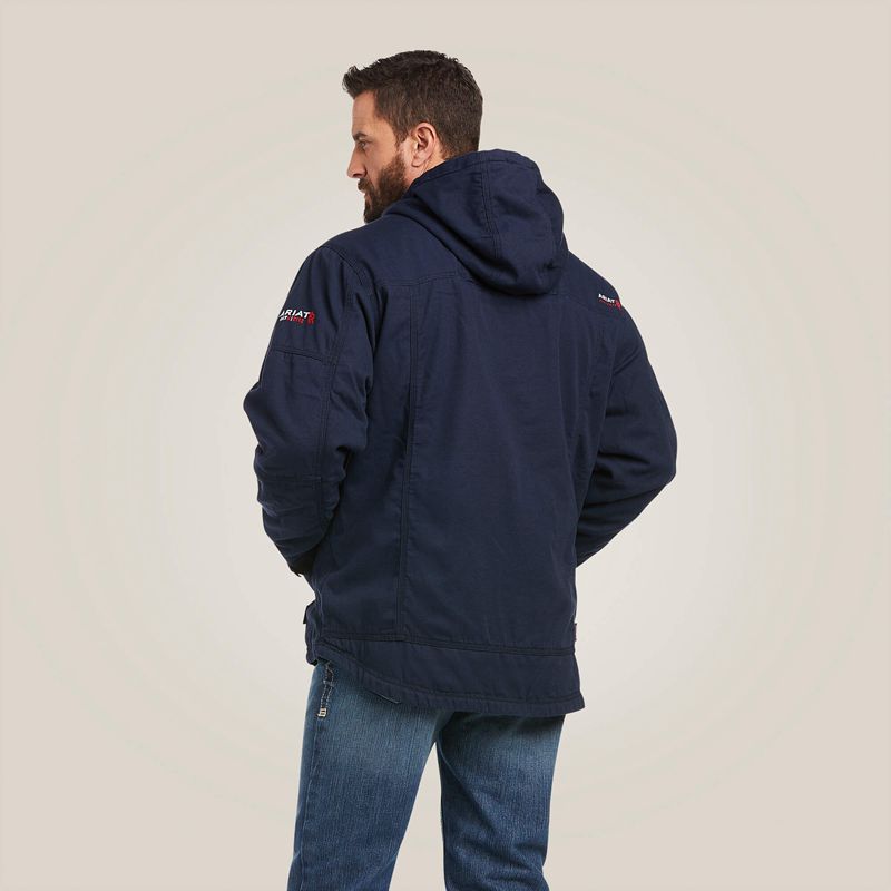 Navy Ariat Fr Duralight Stretch Canvas Jacket | 98WBANURO