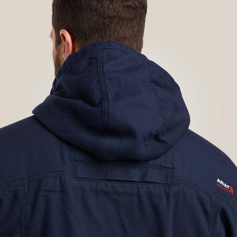 Navy Ariat Fr Duralight Stretch Canvas Jacket | 98WBANURO