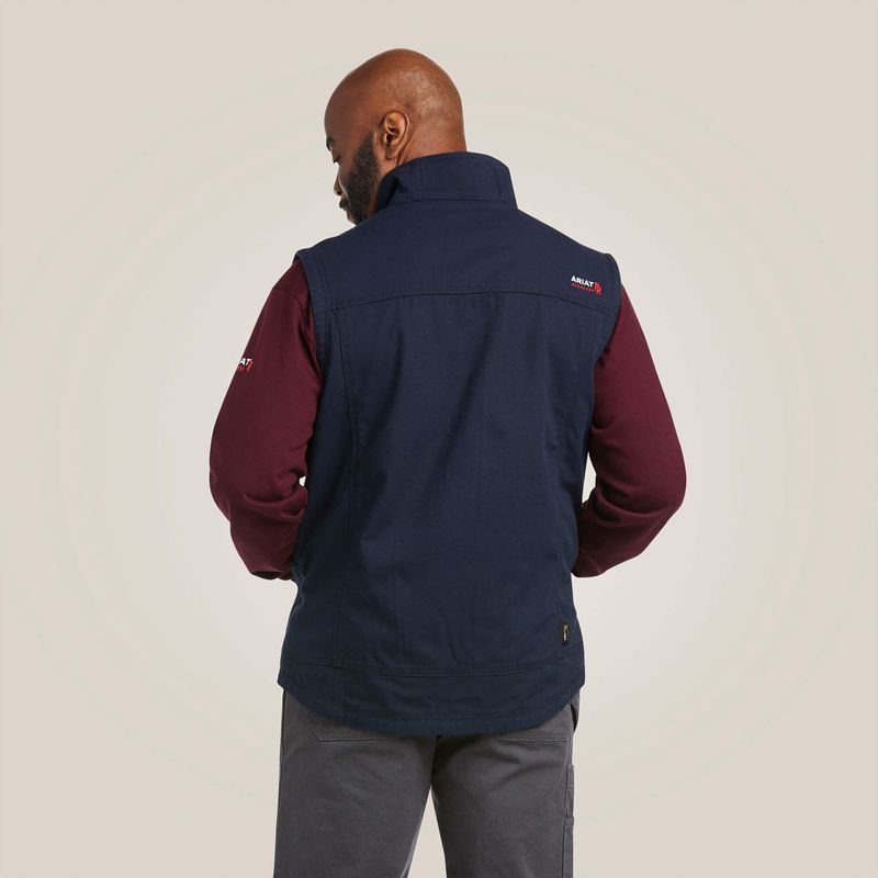 Navy Ariat Fr Duralight Stretch Canvas Vest | 28GVCDMNY