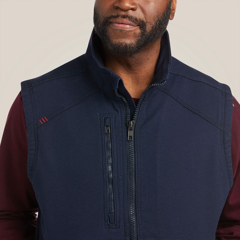 Navy Ariat Fr Duralight Stretch Canvas Vest | 28GVCDMNY